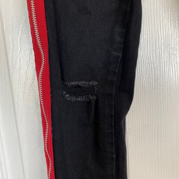BLANK NYC The Rivington Black High-Rise Zippered Leg Jeans Tuxedo Stripe Size 25 - Picture 7 of 12